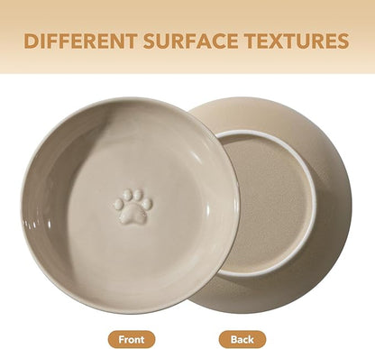 5.7'' Ceramic Wide Whisker Friendly Cat Dishes, Set of 3 Ceramic Cat Bowls, 3 Colors Indoor Kitten Feeding Food& Water Dish to Prevent Whisker Fatigue(3 Pcs)