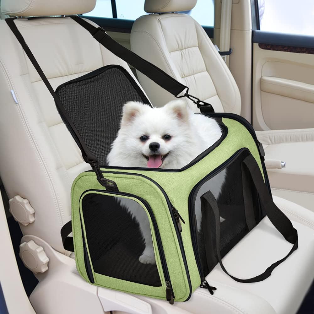 Large Cat Carriers Dog Carrier Pet Carrier for Large Cats Dogs Puppies up to 25Lbs, Big Dog Carrier Soft Sided, Collapsible Travel Puppy Carrier - Large - Green