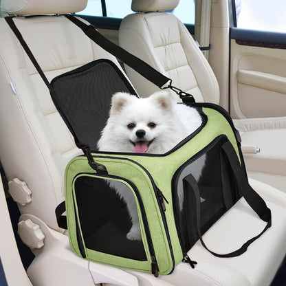 Large Cat Carriers Dog Carrier Pet Carrier for Large Cats Dogs Puppies up to 25Lbs, Big Dog Carrier Soft Sided, Collapsible Travel Puppy Carrier - Large - Green
