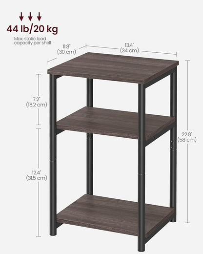 VASAGLE Side Table, Small End Table, Tall Nightstand for Living Room, Bedroom, Office, Bathroom, Chestnut Brown and Classic Black ULET273B74