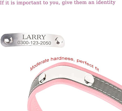 Yonsbox Personalized Reflective Dog & Cat Collar with Silent ID Tag, Custom Engraved Pet Name & Phone Number, Ultra Soft Microfiber, No-Jingle Safety Collar for Small Medium Large Dogs