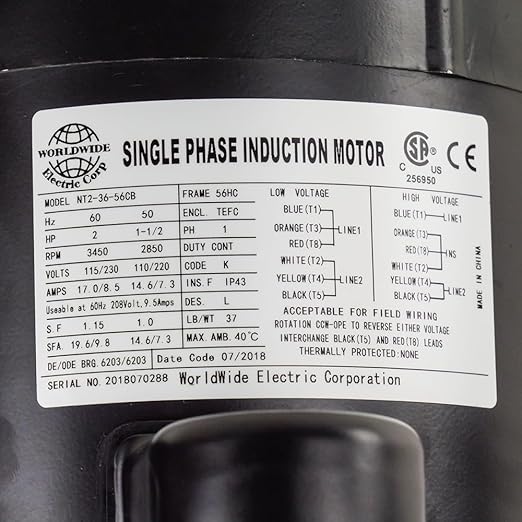 NT2-36-56CB Frame Motors Single-Phase