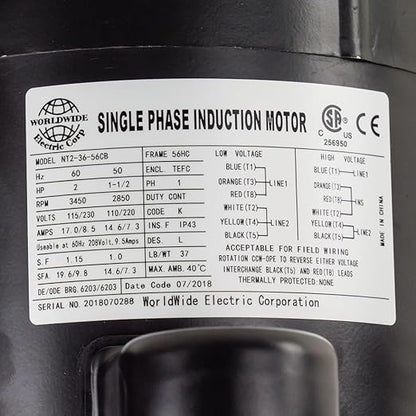 NT2-36-56CB Frame Motors Single-Phase