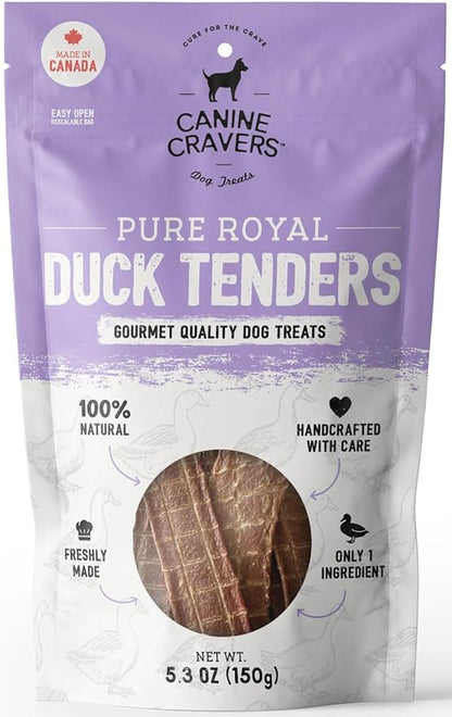 Canine Cravers Single Ingredient Dog Treats – Pure Royal Duck - Human Grade Air Dried Hypoallergenic Pet Food – Grain, Gluten, and Soy Free – 100% All Natural – 5.3 oz