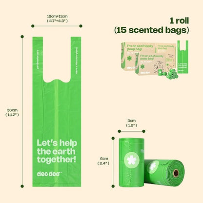 Dog Poop Bags with Handles Sakura Scented 18 Rolls 270 Counts Leak Proof and Extra Thick Waste Bags for Walking Small Medium Dogs