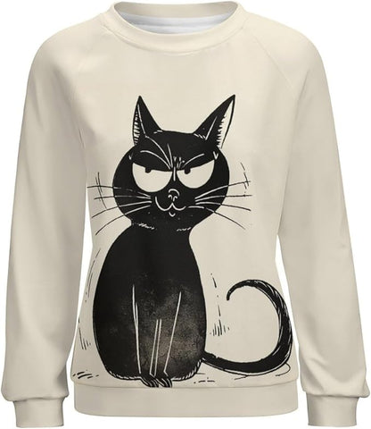 Womens Long Sleeve Tops Y2k Japanese Art Print Sweatshirts Fall Pullover for Women Crewneck Vintage Shirts Boho Tops