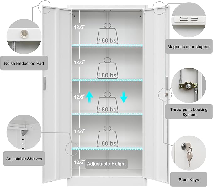 Storage Cabinet, 72 Inch Tall Metal Storage Cabinet