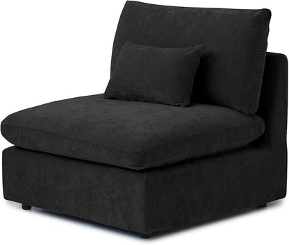 WJShome Modern Middle Module Couch for Living Room, Cushion Covers Removable, Minimalist Comfy Breathable Sofa,Black