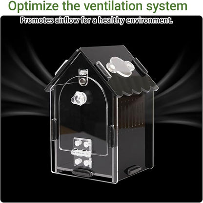 Jumping Spider Enclosure Kit, 3.15x3.15x5.6 Inch Acrylic Terrarium with Magnetic Lock & Feeding Hole, Escape-Proof Mini Habitat for Tarantula, Mantis, Reptiles, Cricket Keeper