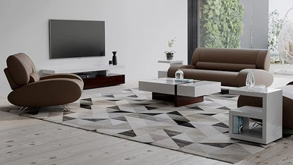 Zuri Furniture Mcintosh Rectangle Coffee Table with Storage Drawers - White and Ebony