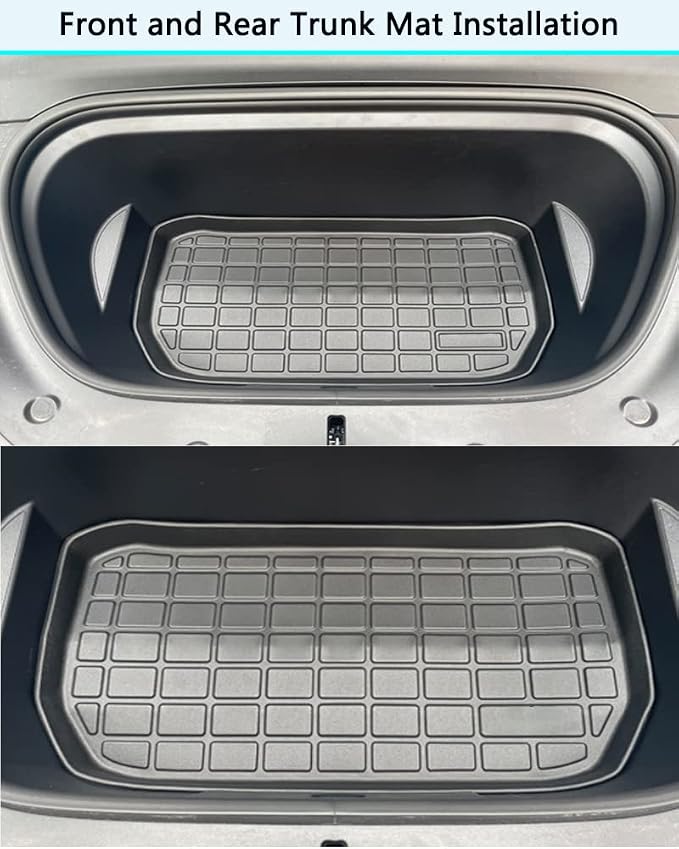 Storage Mats and Cargo Liners, All Weather Rear Cargo Trunk Tray Floor Mat Custom Fit Compatible with 2020-2024 2025 Model Y 5-Seat（Not for Juniper）, 3D Tech Waterproof Durable TPO Accessories