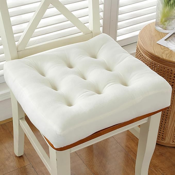 vctops Velvet Solid Chair Pad Super Soft Plush Washable Square Seat Cushion for Kitchen Dining Room (Off White,16" x 16")