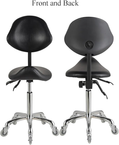 FRNIAMC Adjustable Saddle Stool Chairs with Back Support Ergonomic for Medical Clinic Studio Salon Office and Home (Black)