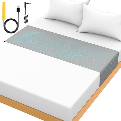 Grounding Mat for Bed 90% Organic Cotton+10% Pure Silver Fiber, Grounding Fitted Sheets for All Mattress Sizes, with Static grounding Cord and Test Pen (Gray，105.5 * 23.5 inch)