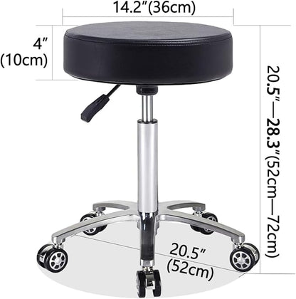 Antlu Rolling Stool Swivel Chair for Office Medical Salon Tattoo Kitchen Massage Work,Adjustable Height Hydraulic Stool with Wheels (Black)