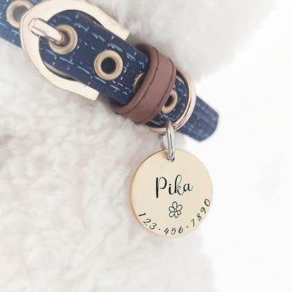 Cats Dogs ID Tags Personalized Lovely Symbols Pets Collar Name Accessories Custom Engraved Supplies for Extra Small Four Legged Child Necklace Chain Anti-Lost Metal Simple Shiny Brass Charm