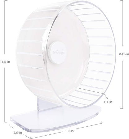 Niteangel Super-Silent Hamster Exercise Wheels: - Quiet Spinner Hamster Running Wheels with Adjustable Stand for Hamsters Gerbils Mice Or Other Small Animals (L, White)