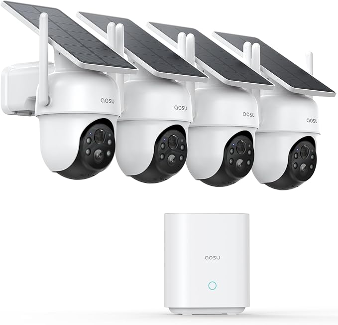 aosu Security Cameras Outdoor Wireless, 4 Cam-Kit, No Subscription,