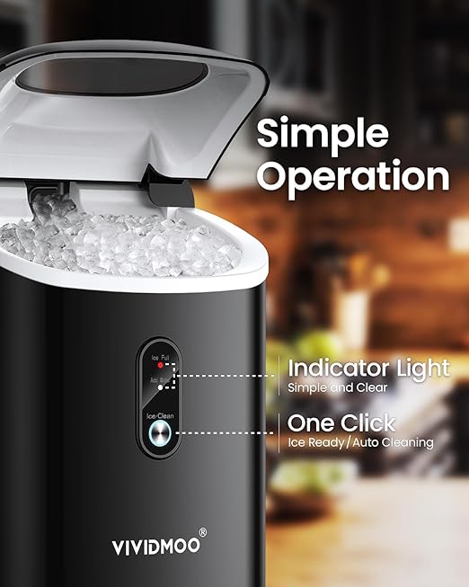 Nugget Ice Maker Countertop, Portable Sonic Pebble Ice Maker