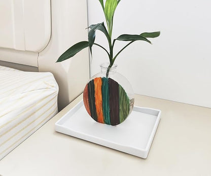 Small White Serving Tray (8.5 x 6.3 inch) for Serving Accessory, Spa, Coffee, Drinks, Wine, Tea, Bar, Party, Seasoning, Perfume or Display Use.