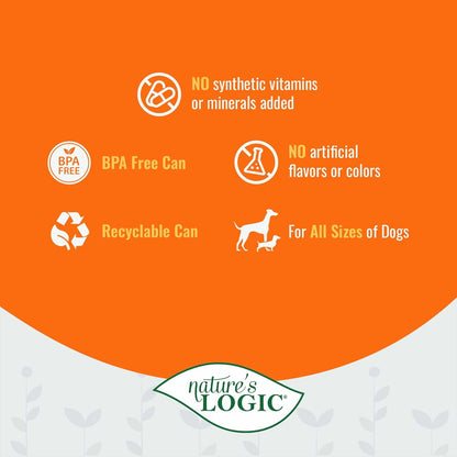 Nature's Logic Grain-Free Canned Dog Food - 95% Animal Proteins - 100% Natural Wet Dog Food Cans - No Common Allergens - All Life Stages - Ideal for Sensitive Dogs - Duck & Salmon (13.2 oz, 12 pack)