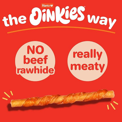 Hartz New Oinkies Bacon Wrapped Twists, Real Meaty Chews with 100% Real Bacon and No Beefhide, 28 Count