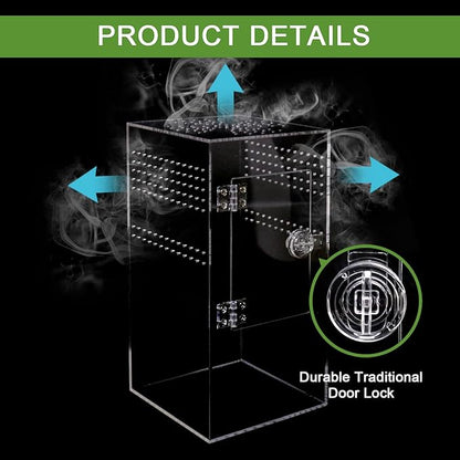 NANEEZOO Jumping Spider Enclosure with Front Opening Door, 6"x6"x12" Reptile Breeding Box Micro Habitat Terrarium for Small Tree Dwelling Reptiles, Spiders, Mantis & Invertebrates