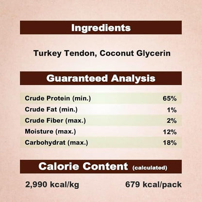 AFreschi Turkey Tendons for Dogs, USA-Sourced, Healthy Dog Treats, Rawhide-Free Puppy Chews, Long Lasting, All Natural, Hypoallergenic Dog Treats for Small Breeds, 8 oz Pack Ring (S)
