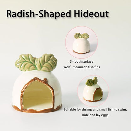 Aquarium Decor Cave Betta Fish Aquarium Accessories Ornaments Hiding Cave Daikon House Hideout for Shrimp Cichlid Hermit Crab, Octopus Hiding Breeding for Tank (White)