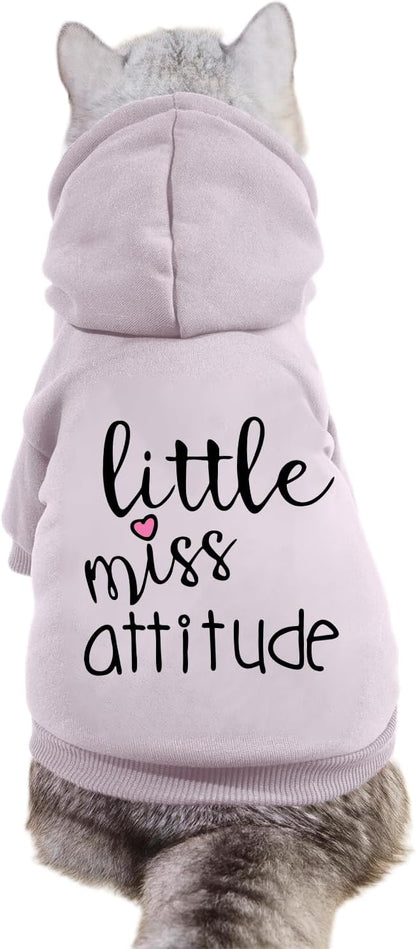 Cat Hoodies for Cats Puppy Pet Clothes Cat Apparel Little Miss Attitude Print Dog Hoodie for Small Medium Dogs Outfits for Kittens(Purple,XL)