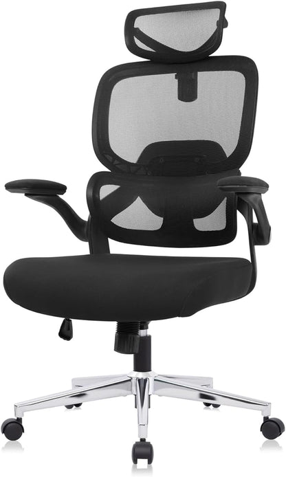 Adjustable Office Chair Computer Chair Ergonomic Desk Chair with Lumbar Support and Headrest High Back Executive Chair with Rolling Function for Home Office Computer Task Seating