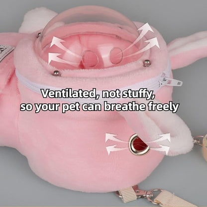 Sugar Glider Bonding Pouch Bonding Pouch Carry for Rat Syrian Hamster Hedgehog Small Pocket Pets, Gerbil Travel Bag Cute Bunny-Shaped Outing Bag with Large Transparent Window (Dark Grey,Large)