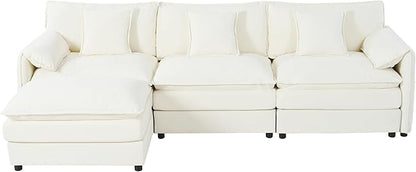109.45" Modular Sectional Sofa,L Shaped Couch for Living Room,Modern Deep Seat Sofa 3 Seater Comfy Cloud Couchse Chenille Fabric with Throw Pillows & Movable Ottoman