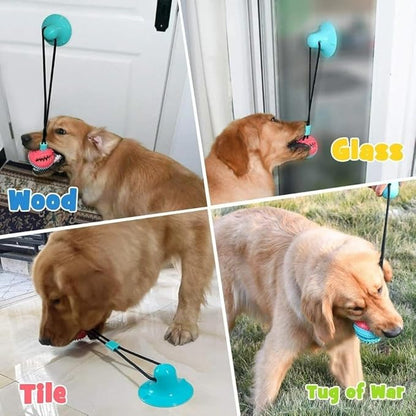 Dog Chew Toy for Aggressive Chewers, Suction Cup Interactive Tug Toy for Dogs, Durable TPR Teeth Cleaning Toy, Puppy Dental Care Toy for Training, Anxiety Relief & Boredom
