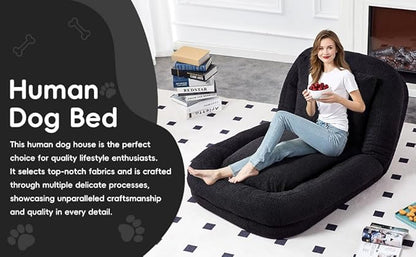 Trendy Black Folding Sofa Chair - Plush Lounge Chair with 5 Adjustable Positions for Ultimate Gaming, Meditation & Relaxation