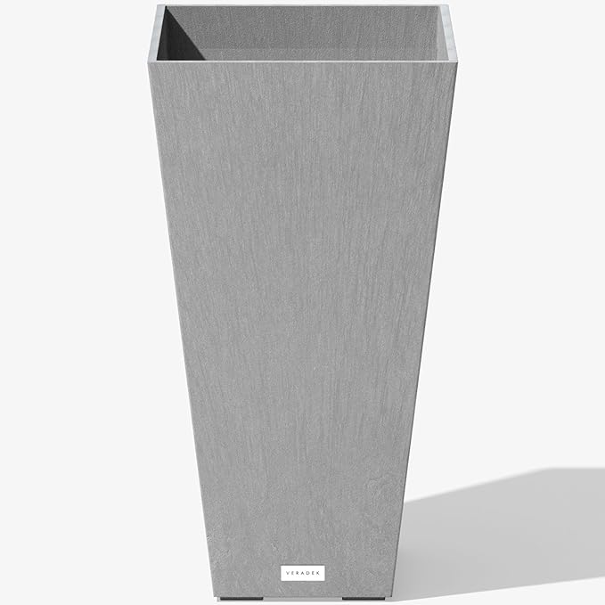 Veradek V-Resin Indoor/Outdoor Taper Planter (30 inch, Grey)