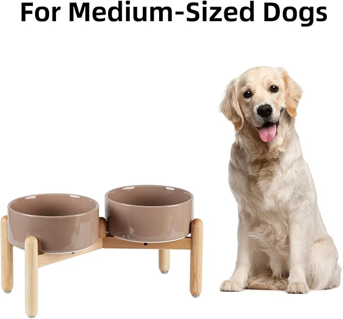 Ceramic 7.3inch Raised Double Bowls Set