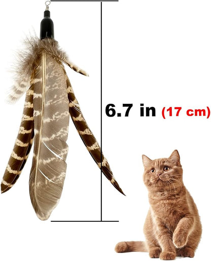 Cat Feather Toys Refills, 6 Pieces Handmade Da Bird Feathers Refill, Cat Wand Replacement Feather for Indoor Cats (C)