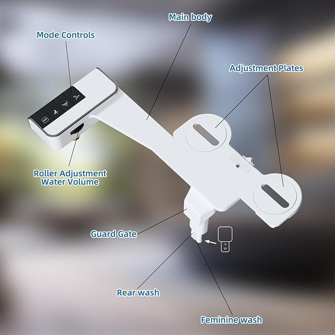 Hibbent Bidet Attachment for Toilet, Non-Electric Dual Nozzle for Frontal &