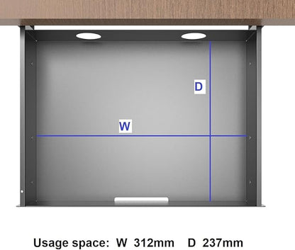 Under Desk Mounted Slide out Drawer, W 13.4" x D 9.3" Storage Organizer