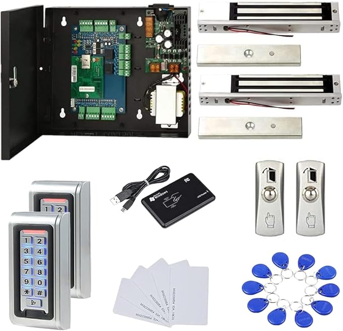 MENGQI-CONTROL Waterproof Metal Keypad Reader TCP/IP 2 Doors Access Control Kit
