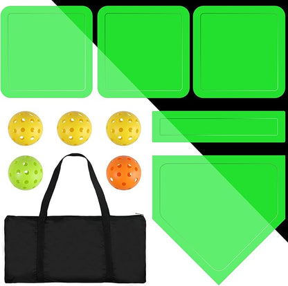 NVAAV Baseball & Softball 5 Piece Base Set, Rubber Field Bases for Kids & Adults, with 5 Piece Training Balls and Storage Bag, Throw Down Base for Backyard Teeball, School Kickball Practice
