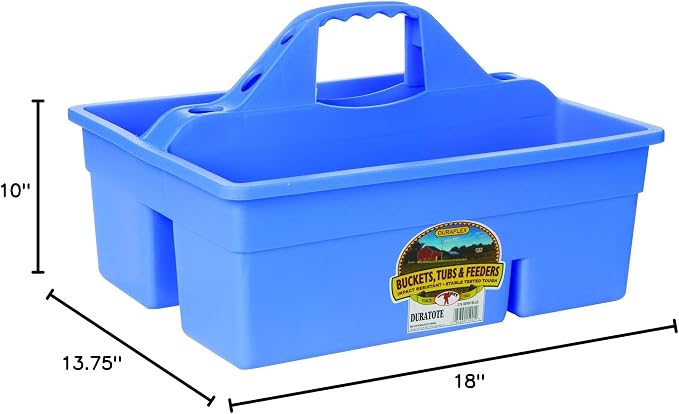 Little Giant® Plastic DuraTote | Horse Grooming DuraTote | Durable Tote Box Organizer with Easy Grip Handle | Extra Thick Sidewalls | Berry Blue