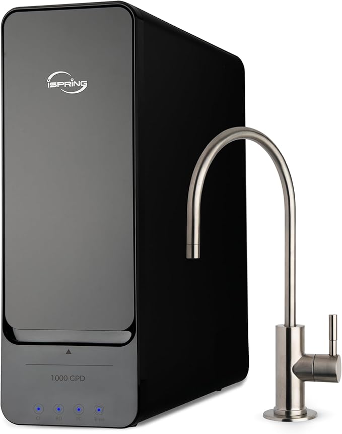 iSpring RO1000-BN Tankless Reverse Osmosis Water Filtration System, 1000 GPD