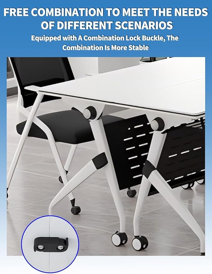 YUOXU Conference Room Table,Folding Conference Table,Flip Top Mobile Desk with Locking Silent Casters-Space Saving Rolling Table for Training Room, Office, Classroom (6, 62.99 * 23.62 * 29.53")