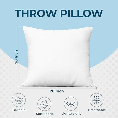 Utopia Bedding Throw Pillows (Set of 1, White) – 20 x 20 Inches Down Alternative Pillows for Bed, Sofa, and Couch - Fluffy Decorative Stuffer Pillow for Indoors & Outdoors
