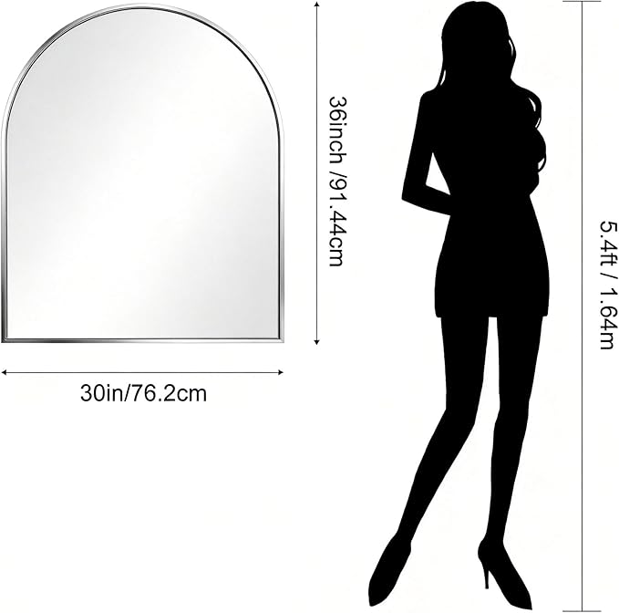 CIRCUMI Arched Wall Mirror, Metal Frame, Large Size