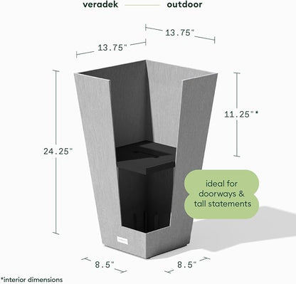 Veradek V-Resin Indoor/Outdoor Taper Planter (24 inch, Gray)