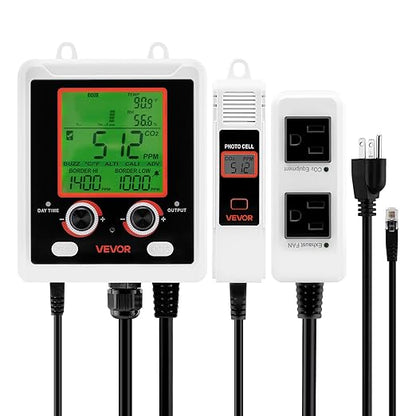 VEVOR Carbon Dioxide Monitoring Controller, Dual Outlets Carbon Dioxide