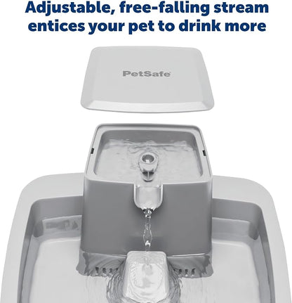 PetSafe Oasys Pet Fountain, 2 Gallon/256 oz, Dogs & Multi-Pet Homes | Adjustable Water Flow, Open-Bowl Design Keeps Water Available in Outages, Dishwasher-Safe, Filter Included